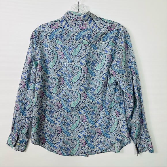Liberty of London Shirt Sz 12 Blue Paisley Long Sleeve Button - Picture 5 of 12